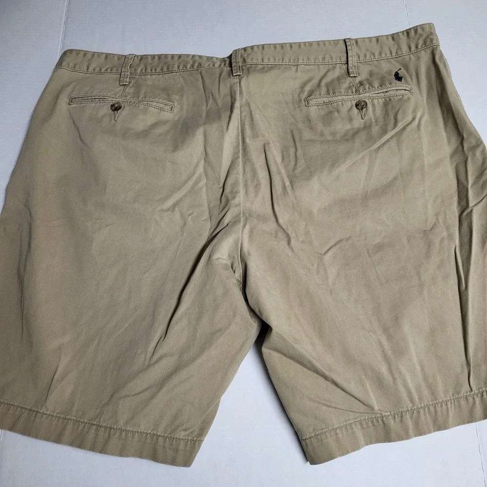 Polo Ralph Lauren Men Classic Fit Tan Khaki Chino Shorts Size 46 46G 100% Cotton